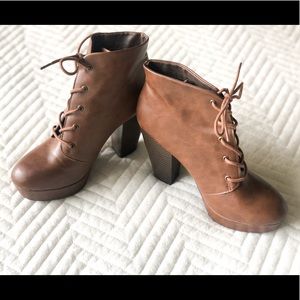 Brown ankle boots with heel